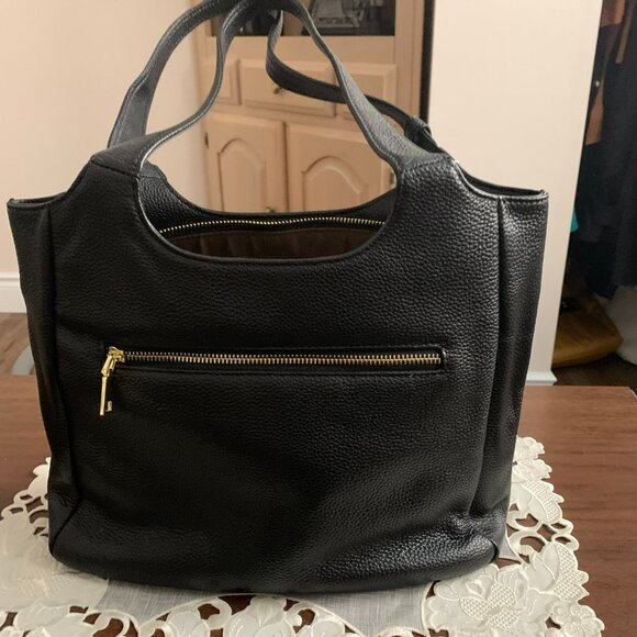 New Kattee Black Leather Tote Bag - Picture 4 of 6